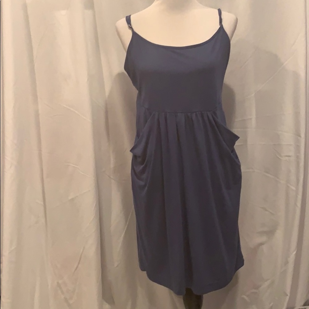 Blue jersey dress with pockets